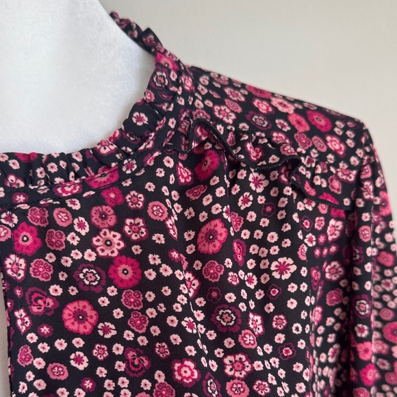 LOFT Black and Pink Floral Blouse - Picture 2 of 11